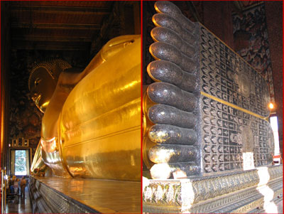 Bangkok - Wat Po - Leżący Budda i jego stopy